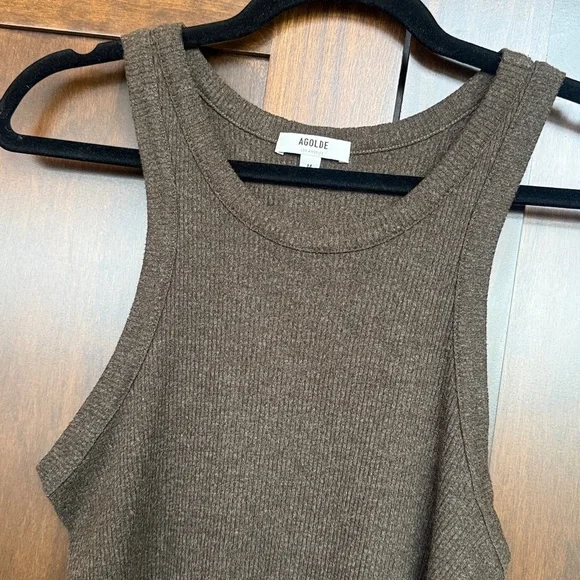 AGOLDE BROWN RACERBACK RIBBED TANK TOP SIZE MEDIUM - Picture 6 of 11